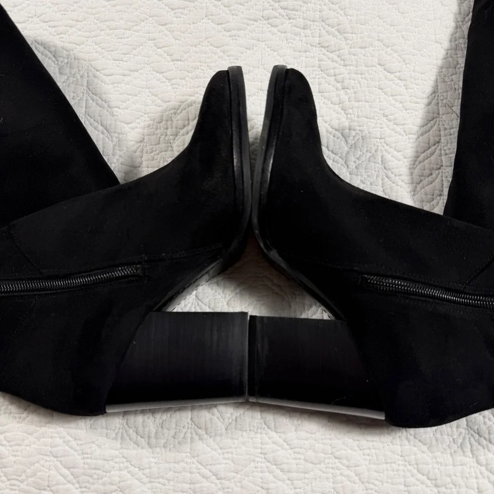 Marc Fisher Mlalinda‎ Black Faux Suede Over The Knee Boots Block Heel Wms 6